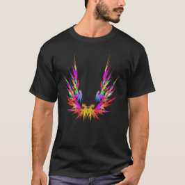 Phoenix - farbige Fraktal-Kunst auf schwarz T-Shirt