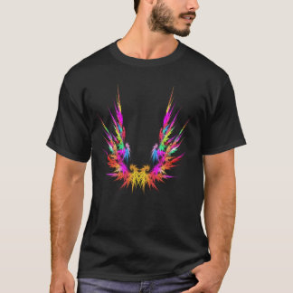 Phoenix - farbige Fraktal-Kunst auf schwarz T-Shirt
