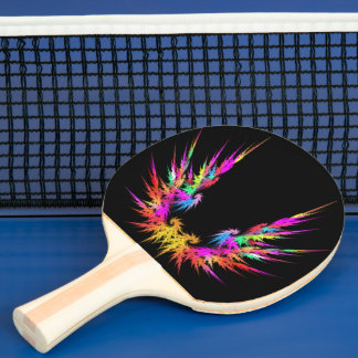 Phoenix - farbige Fraktal-Kunst auf schwarz Tischtennis Schläger