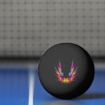 Phoenix - farbige Fraktal-Kunst auf schwarz Tischtennisball<br><div class="desc">Dieser coole Ping Pong Ball zeichnet sich durch ein farbenfrohes Fraktal Design auf schwarzem Hintergrund aus. Neonfarben in Flügelform. Phoenix - der mythische Vogel war mein Vorbild für dieses Fraktal Design. Einzigartiges Geschenk für jeden Anlass!</div>