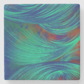 Phoenix Feathers Green Steinuntersetzer (Vorderseite)