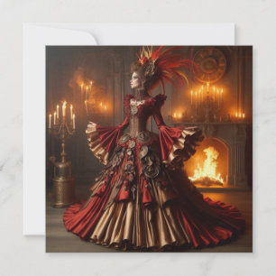 Phoenix-Feuerkönigin Steampunk viktorianisch indus Einladung