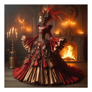 Phoenix-Feuerkönigin Steampunk viktorianisch indus Fotodruck