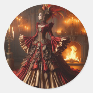 Phoenix-Feuerkönigin Steampunk viktorianisch indus Runder Aufkleber