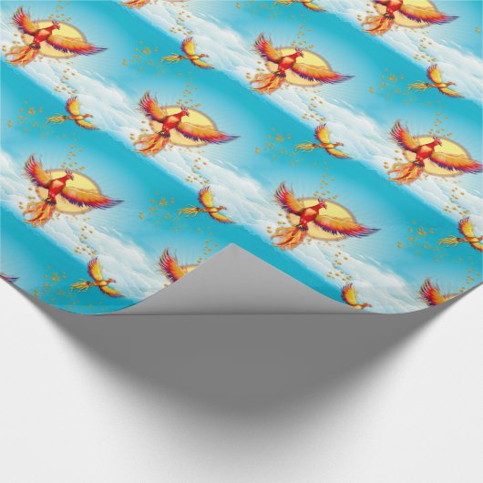 Phoenix-Feuervogel steigt Geschenkpapier (Ecke)