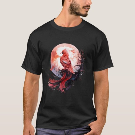 Phoenix Fire Phoenix Bird Moon Sakura Tree Mythica T-Shirt (Vorderseite)