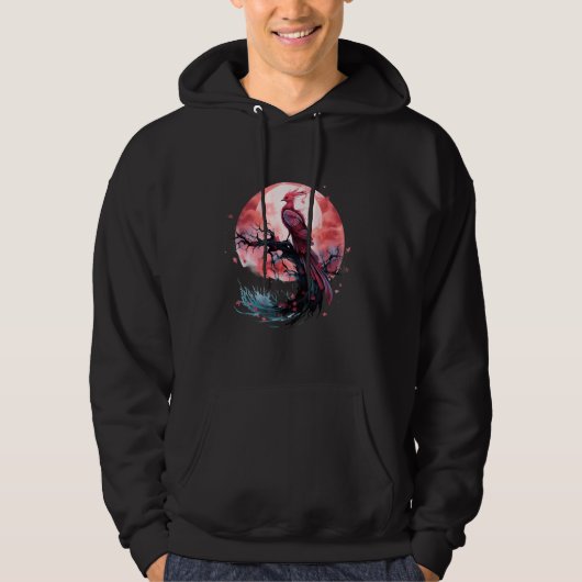 Phoenix Fire Phoenix Bird Sakura Tree Mythischer B Hoodie (Vorderseite)