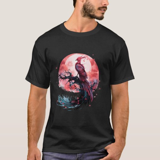 Phoenix Fire Phoenix Bird Sakura Tree Mythischer B T-Shirt (Vorderseite)