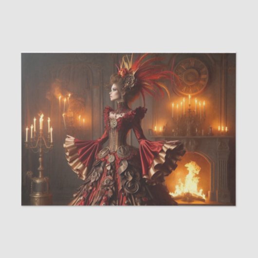 Phoenix Fire Queen Steampunk Viktorianisch Industr Seidenpapier (Vorderseite)