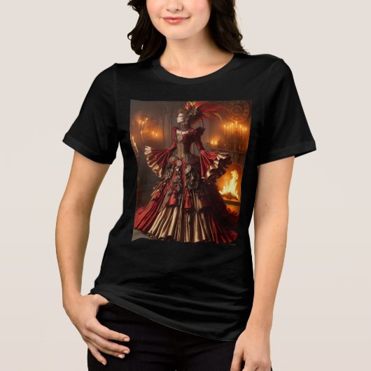 Phoenix Fire Queen Steampunk Viktorianisch Industr Tri-Blend Shirt (Vorderseite)