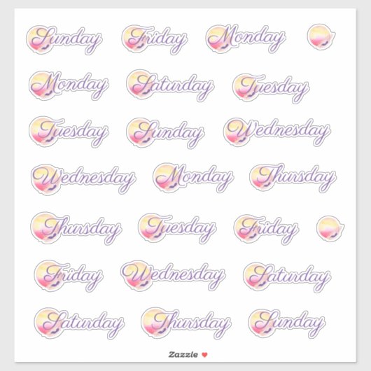 Phoenix Fire Weekday Custom-Cut Vinyl Sticker (Blatt)