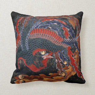 Phoenix (Firebird Goddess) Hokusai Fine Art Kissen