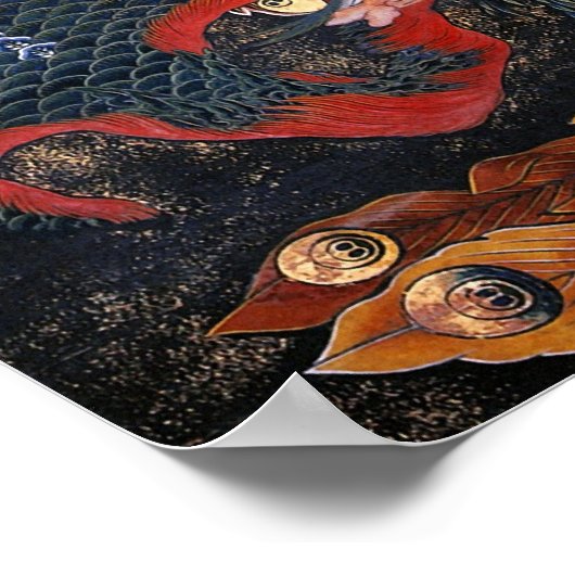 Phoenix (Firebird Goddess) Hokusai Fine Art Poster (Ecke)