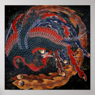 Phoenix (Firebird Goddess) Hokusai Fine Art Poster