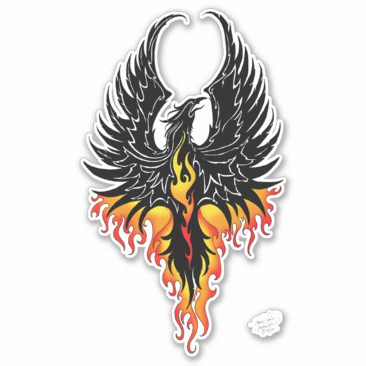 Phoenix Firebird Tribal Flames Aufkleber (Vorderseite)