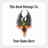 Phoenix Firebird Tribal Flames Buchzeichen Quadratischer Aufkleber (Vorderseite)