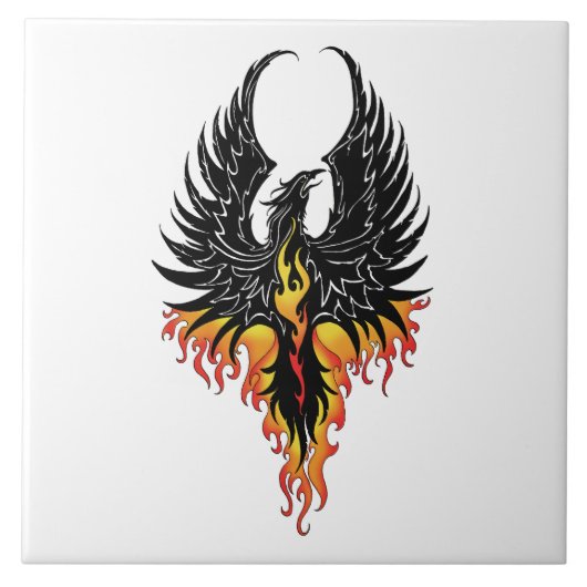 Phoenix Firebird Tribal Flames Fliese (Vorderseite)