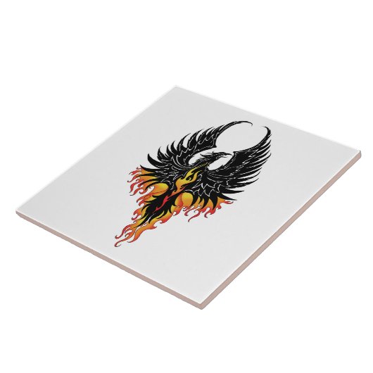 Phoenix Firebird Tribal Flames Fliese (Seite)