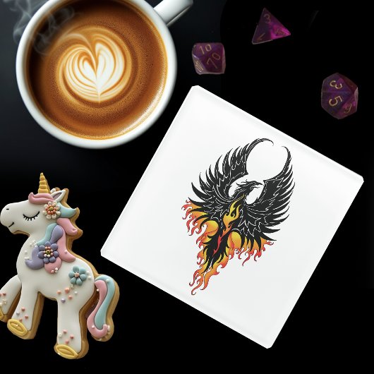 Phoenix Firebird Tribal Flames Glasuntersetzer