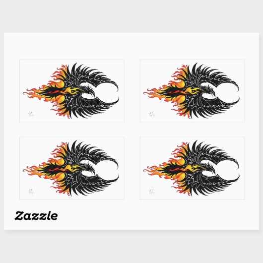 Phoenix Firebird Tribal Flames Rechteckiger Aufkleber (Blatt)