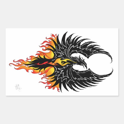 Phoenix Firebird Tribal Flames Rechteckiger Aufkleber (Vorderseite)