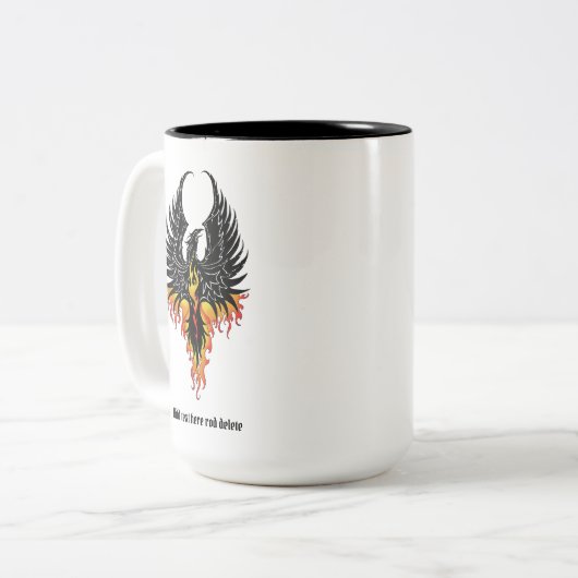 Phoenix Firebird Tribal Flames Zweifarbige Tasse (Vorderseite Links)