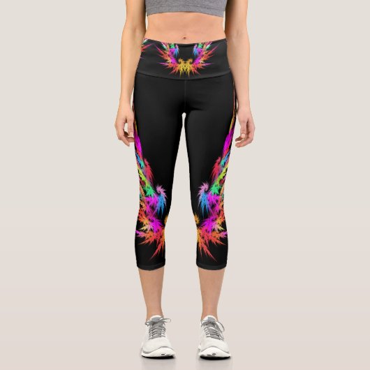 Phoenix - Fraktal art Capri Leggings (Vorderseite)