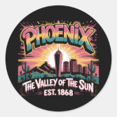 Phoenix Graffiti Skyline Mural Street Art Design Runder Aufkleber (Vorderseite)