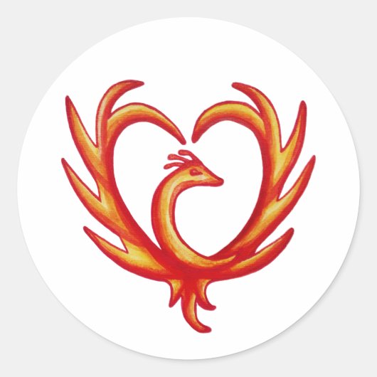 Phoenix Heart Runder Aufkleber (Vorderseite)