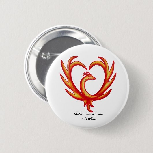 Phoenix Herz, MeWarriorFrau auf Twitch Button (Vorne & Hinten)