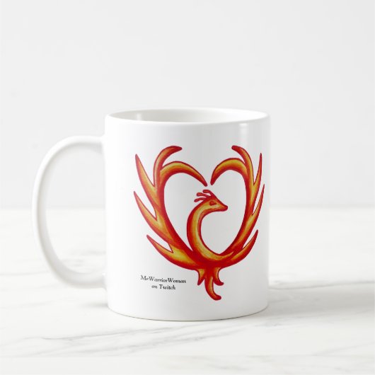Phoenix Herz, MeWarriorFrau auf Twitch Kaffeetasse (Links)