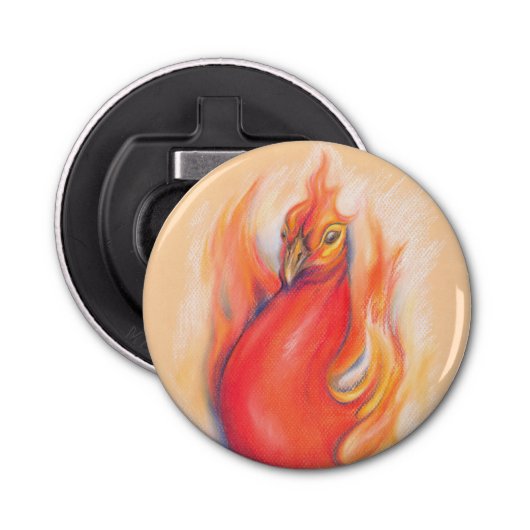 Phoenix in der Flamme Pastel Art Flaschenöffner (Vorderseite)