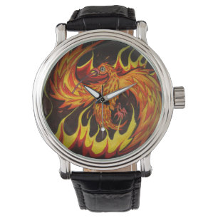 Phoenix in der Flammen-Uhr Armbanduhr