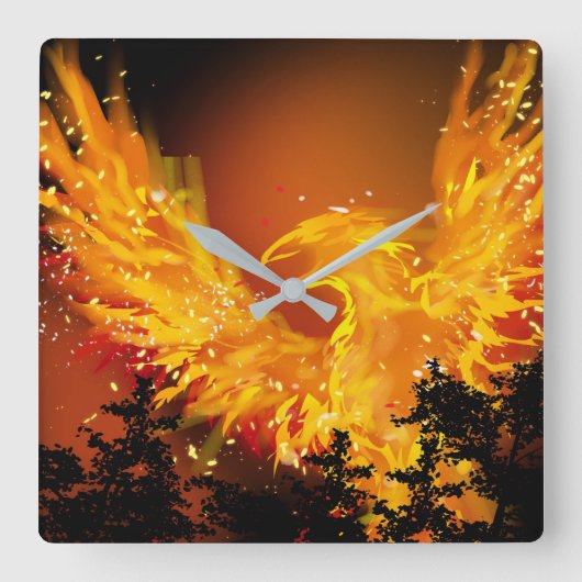 Phoenix in der Fluguhr Quadratische Wanduhr (Vorderseite)