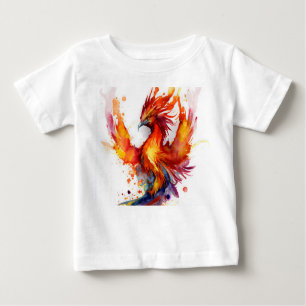Phoenix in Flames Watercolor-Design Baby T-shirt