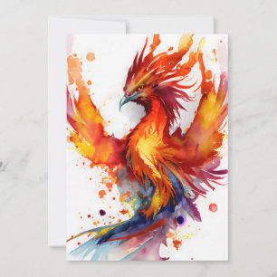 Phoenix in Flames Watercolor-Design Feiertagskarte