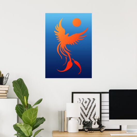 Phoenix in Flammen-Poster Poster (Heimbüro)