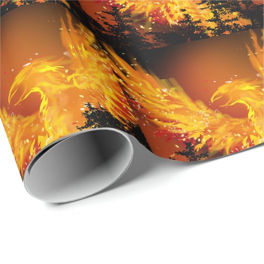 Phoenix in Flight Tile Wrapping Paper Geschenkpapier (Rolleneckpunkt)
