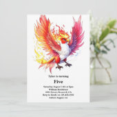 Phoenix Kindergeburtstag Einladung (Stehend Vorderseite)