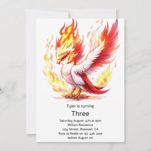 Phoenix Kindergeburtstag Einladung (Vorderseite)