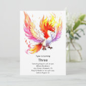 Phoenix Kindergeburtstag Einladung (Stehend Vorderseite)