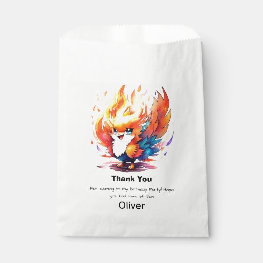 Phoenix-Kindergeburtstag Geschenktütchen (Vorderseite)