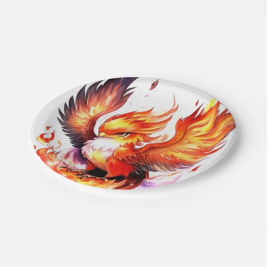 Phoenix-Kindergeburtstag Pappteller (Schrägansicht)