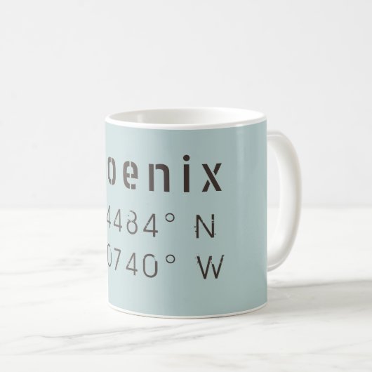 Phoenix Latitude Longitude Kaffeetasse (VorderseiteRechts)