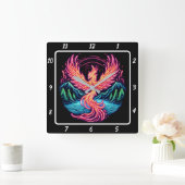 Phoenix leuchtet über ruhige Wälder Quadratische Wanduhr (Zuhause)