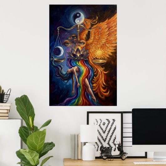 Phoenix & Lotus Spiritual Art Poster (Heimbüro)