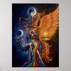 Phoenix & Lotus Spirituelles Kunstposter Poster