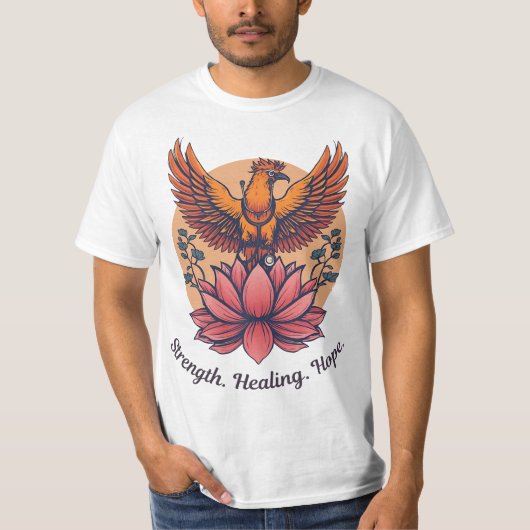 Phoenix Lotus Symbol - Kraft, Heilung, Hoffnung T-Shirt (Vorderseite)