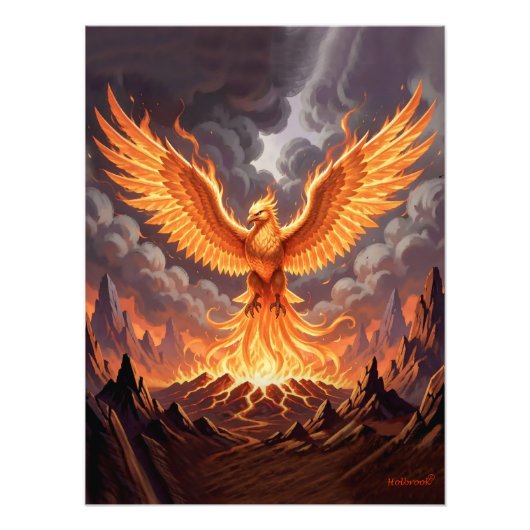 Phoenix Majestique Triptychon-Wandkunst Fotodruck (Vorne)