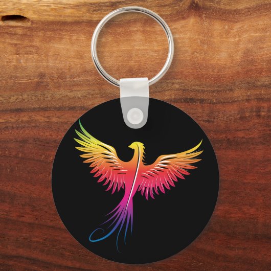 Phoenix mit Flammenfarben Schlüsselanhänger (Vorderseite)